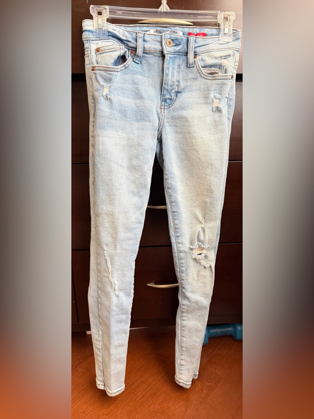 Celebrity Pink Light Wash Skinny Distressed Jeans
